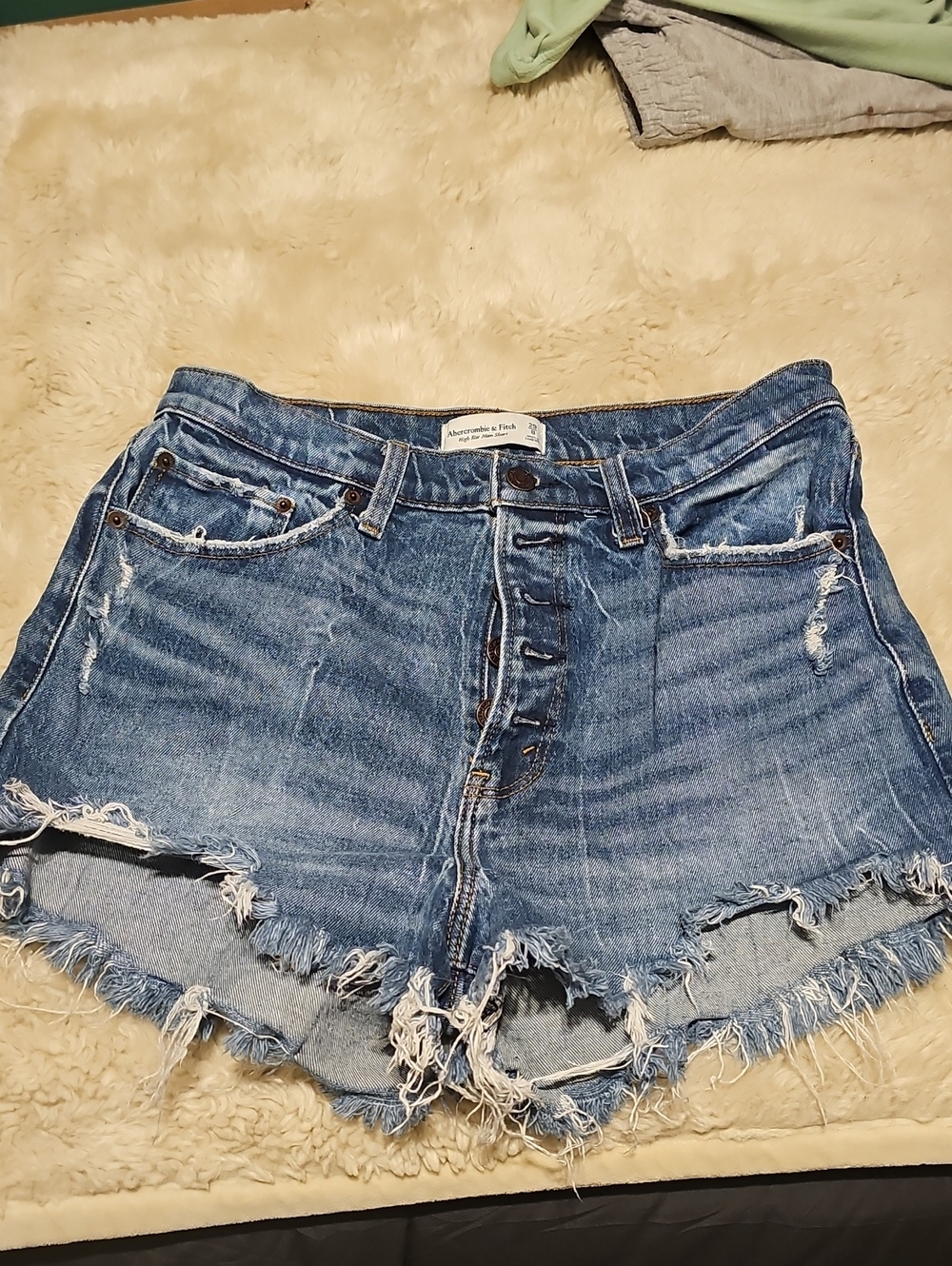 Abercrombie & Fitch Light Blue Distressed Denim Cutoff Shorts